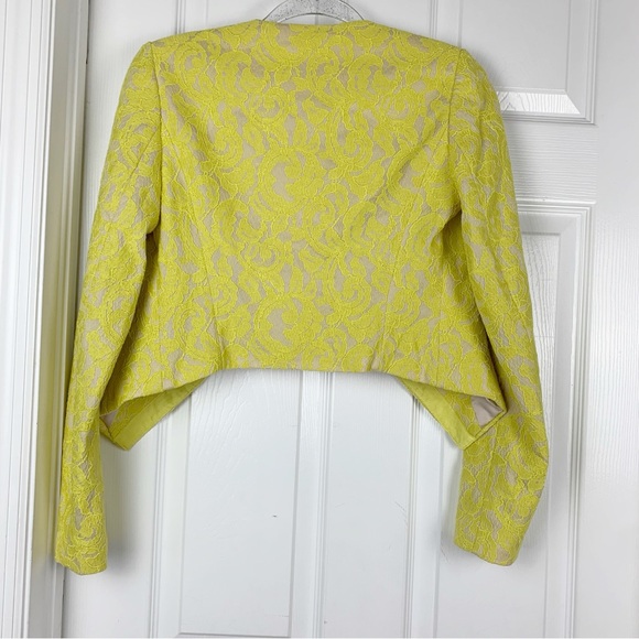 Anthropologie Elevenses Yellow Lace Cropped Blazer Jacket - Picture 5 of 7